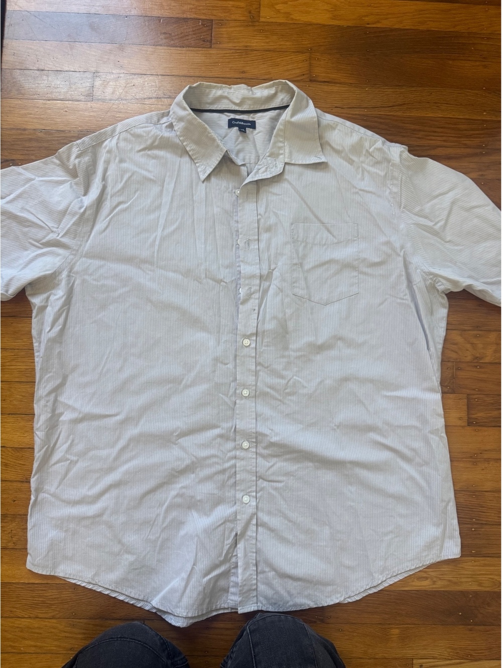 Croft & Barrow Men's XXL Button-Down Light Gray Striped Dress Shirt